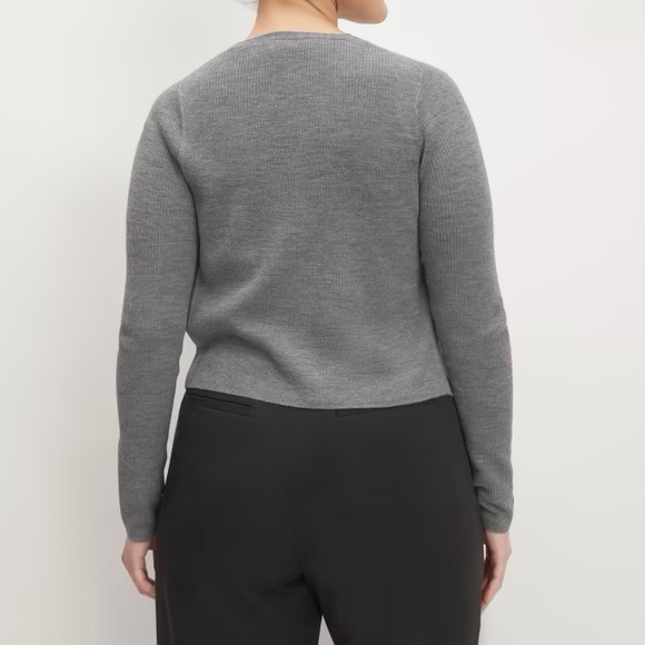 NWT Everlane The Ultrafine Merino Ribbed Cardigan - Heather Mid Grey - Picture 3 of 9
